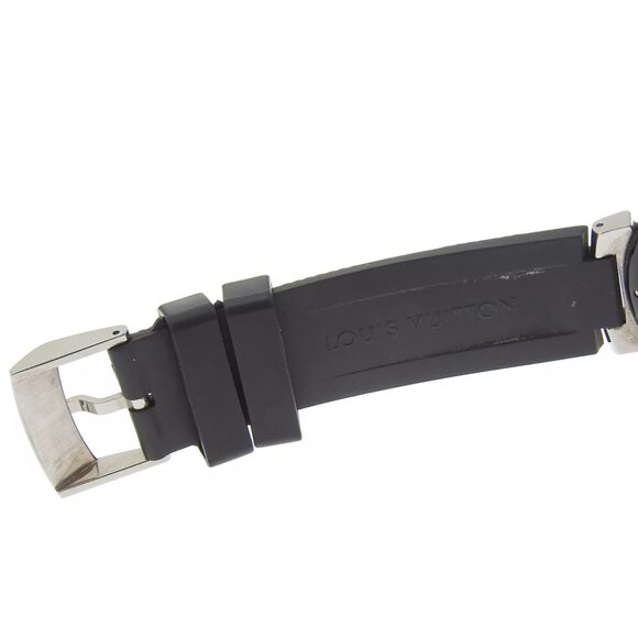 LOUIS VUITTON Tambour GMT Watches Q113K blackDial Stainless Steel/rubber M... - Picture 2 of 8